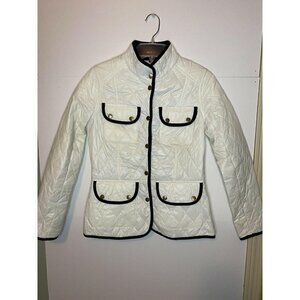 Ark & Co. Women’s Sz Small Quilted Jacket White with Black Trim